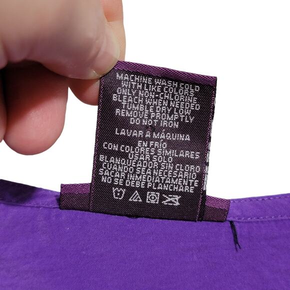 VTG Beverly Drive Button Front Top Purple Flap Pockets Roll Tab Sleeves 16/18W - Picture 4 of 9